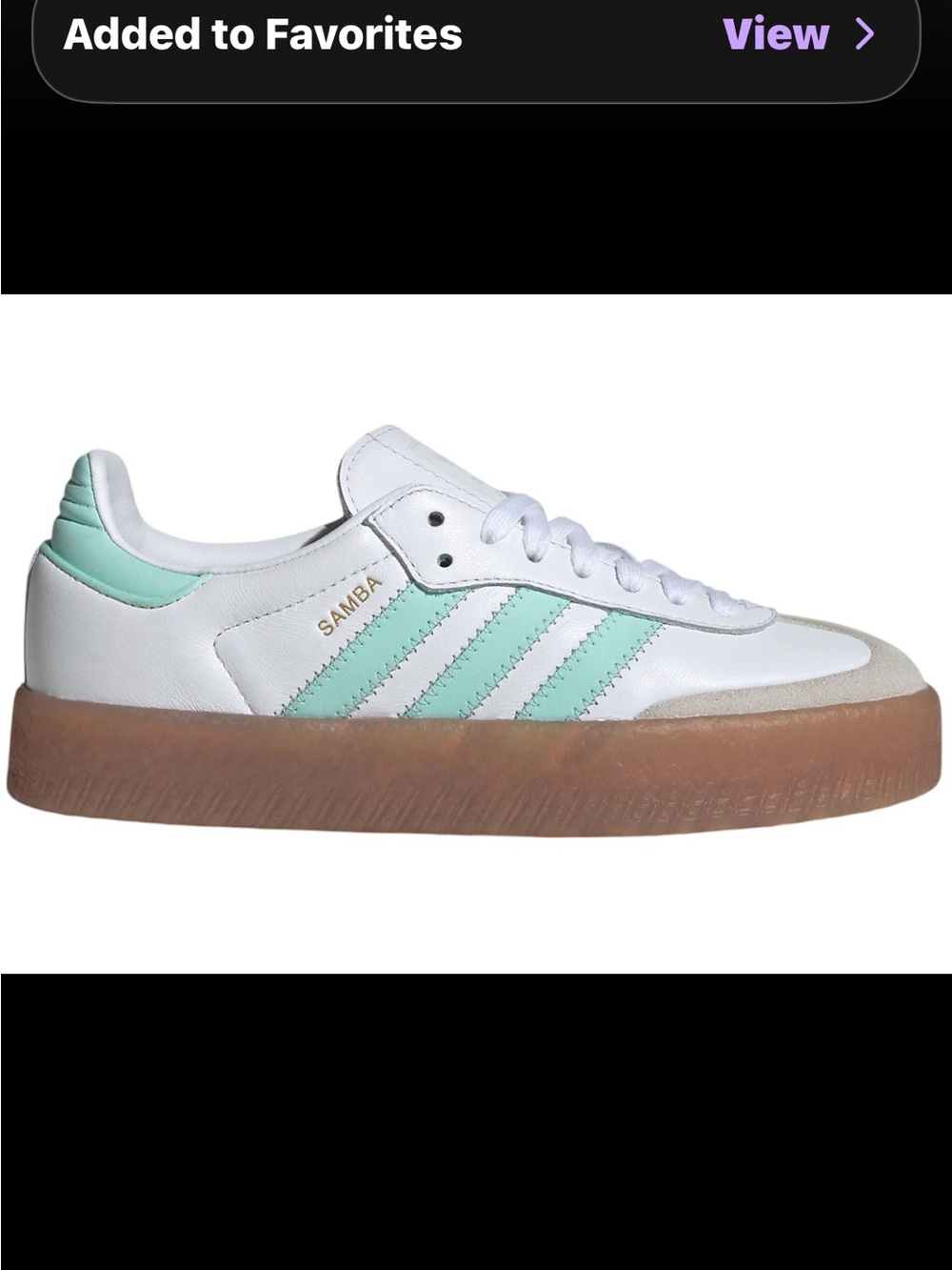 Adidas Sambae J White Clear Mint Gum Sneakers Women’s 7.5 / Youth 6.5 NIB - Picture 6 of 9
